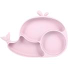 Tigela Prato Silicone Baleia Interativo Educativo Infantil Bebê com Divisórias Introdução Alimentar