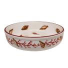 Tigela Redonda Alta de Cerâmica Coral com Conchas 28x7,5cm
