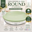 Tigela Round Vidro Com Tampa Plastica 2,4 Litros 26cm Vitazza