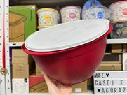 Tigela Tupperware Actualité 10 Litros - Cor Vinho com Tampa Branca