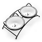 Tigelas de comida para gatos Y YHY Ceramic 350 ml levantadas com suporte