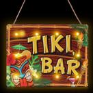 Tiki Bar Sign Blulu Hawaiian Luau Party com luzes LED 30x23cm
