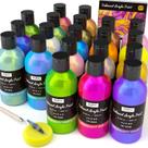 Tinta acrílica Nicpro Iridescent 250mL 20 cores com roda de faca Tinta acrílica Nicpro Iridescent 250mL 20 cores com roda de faca
