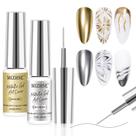 Tinta em Gel Metálica MIZHSE para Unhas - Dourada e Prateada 7ml