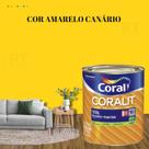 Tinta Esmalte Sintético Base Água Cor Amarelo 800ml Coral Coralit Total Zero Acetinado p/Madeiras e Metais e Pintura em Artesanato de MDF.