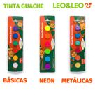 Tinta Guache Escolar Kit c/ 6 Cores BásicasTradicionais, Neon ou Metálicas Leo&Leo Á Escolher