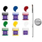 Tinta Líquida Facial Pintura Artística 6 Cores Pote 15ml Pincel E Glitter Pó