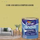 Tinta Para Parede Acrílica Coral Renova Cor Amarelo 3,2l Lavável Premium Antimofo. Tinta Para Parede Acrílica Coral Renova Cor Amarelo 3,2l Lavável Premium Antimofo.