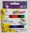 Tinta Para Tecido Art Teen - Acrilex C/ 6 Cores 15ml Tinta Para Tecido Art Teen - Acrilex C/ 6 Cores 15ml