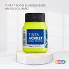 Tinta para tecido fluorescente com 37ml cor amarelo limao