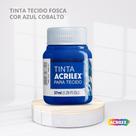 Tinta para tecido fosca com 37ml cor azul cobalto