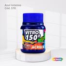 Tinta para vidro vitro 150 base agua com 37ml cor azul intenso