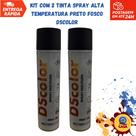 Tinta Spray Alta Temperatura 600C Preto Fosco DSColor 300ml para Metais e Escapamentos-Kit com 2 unidades