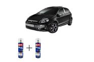 Tinta Spray Automotiva Preto Vesuvio Fiat 300ml + Spray Verniz 300ml