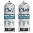 Tinta spray Polar Gloss Black Direct to Rust 400mL x 2