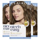 Tintura de cabelo Clairol Nice'n Easy Permanent 6.5 Castanho mais claro x3 Tintura de cabelo Clairol Nice'n Easy Permanent 6.5 Castanho mais claro x3