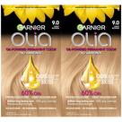 Tintura de cabelo Garnier Olia sem amônia 9.0 Light Blonde, pacote com 2
