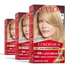 Tintura de cabelo Revlon ColorSilk 81 Light Blonde com Bond Repair x3