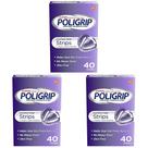 Tiras adesivas para dentaduras Super Poli-Grip, pacote de 40 quilates com 3