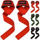 Tiras de levantamento de peso em couro camurça AQF tiras de pulso para academia com acolchoamento em neoprene, reforçadas para remadas, barra fixa, powerlifting e levantamento terra, extra longas para treino masculino e feminino