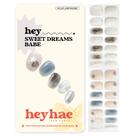 Tiras de unhas de gel heyhae, semicuradas, ombre, azul, branco, 28 tiras