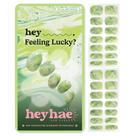 Tiras de unhas de gel Heyhae, semicuradas, verde mármore de verão, 28 unidades