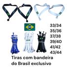 Tiras Para chinelo kit 2 pares Correia e bandeira Brasil cor branca preta e azul confortável macias