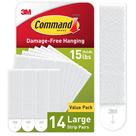 Tiras para pendurar fotos Command 6,8 kg, grandes, 14 pares, brancas