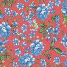 TNT Estampado - Chitão Vermelho com Flor Azul 7046 TNT Estampado - Chitão Vermelho com Flor Azul 7046
