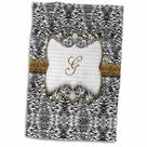 Toalha 3D Rose Elegant Black and White Animal Print letra G