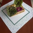 Toalha centro de mesa 70 x 70 - faixa verde + branco