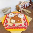 Toalha Centro De Mesa Chá Quadrado 75x75cm Lepper Frutas