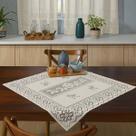 Toalha Centro de Mesa KazzaVip Renda Valência Flores, Ramos e Arabescos 75cm x 75cm Perola