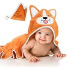 Toalha com capuz para banho de bebê Corgi Dog Ultra Soft Absorvente Laranja Toalha com capuz para banho de bebê Corgi Dog Ultra Soft Absorvente Laranja