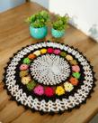 Toalha de Bandeja Pequena Redonda Primavera 45cm Crochê Artesanal Toalha de Bandeja Pequena Redonda Primavera 45cm Crochê Artesanal
