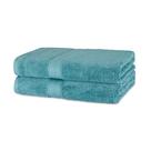 Toalha de banho Amazon Basics, algodão orgânico resistente ao desbotamento, pacote com 2 unidades