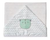 Toalha De Banho Bebe Capuz Forro Fralda Bordada Urso Tamanho Grande 1,10x80cm 100% Algodão