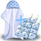 Toalha de Banho Bebe Dupla Camada com Capuz e Forro Fralda + 11 Pano de Boca Bebe Dupla Camada Estampado 100% Algodão - Mãe e Filho Enxovais