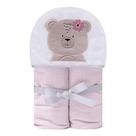 Toalha De Banho Bebe Infantil Felpuda Com Forro de Fralda Papi Touca Capuz Bordado Ovelha Gil Cor:Ursa Ema