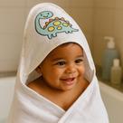 Toalha de Banho Bebe Soft de Fralda Com Capuz Bordada 100 % Algodão Macio Absorvente Menino Menina Chá Presente Maternidade 2 Camadas Enxoval Seca