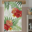 Toalha de Banho Feminina Tropical Estampada com Flores e Plantas Cores Vivas e Tecido Macio de Qualidade