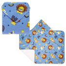 Toalha De Banho Para Bebê Estampada Com Capuz Forro De Fralda 67X90 Baby Incomfral Bublim Nome do Desenho:Leão Azul