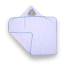 Toalha De Banho Soft Azul Tubarão C/ Capuz Bordado 90Cm X 75Cm Menino