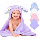 Toalha de bebê com capuz Baosity Bunny com nome para meninas e meninos