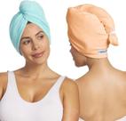 Toalha de cabelo de microfibra Turbie Twist, pacote com 2 bermudas e pêssego