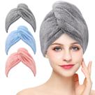 Toalha de cabelo em microfibra BeOffer Super Absorbent, pacote com 3