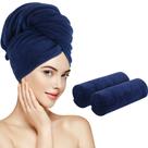 Toalha de cabelo SUNLAND Microfiber Anti Frizz Absorvente Azul Marinho