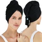 Toalha de cabelo Wrap Hair Repear Anti Frizz Premium Algodão Preto