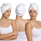 Toalha de cabelo Wrap Turbie Twist Cotton, pacote com 3 unidades, branca