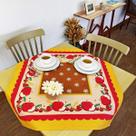 Toalha De Chá Centro Mesa KazzaVip 80% Algodão e 20% Poliéster Estampado Frutas Vermelha Quadrado Pop 75cmx75cm Amarelo